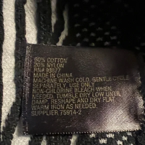 Worthington Black Embroidered Overlay Quarter Sleeve Sweater Diamond Pattern L - Picture 7 of 8